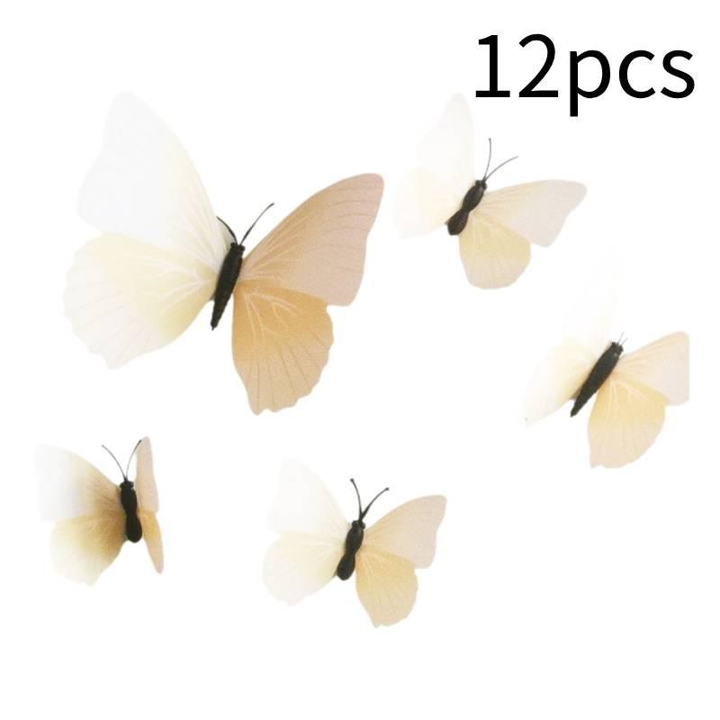 

Butterfly 12pcs 3d Wall Stickers Fashion Flower Removable Decor Art Diy Murals White