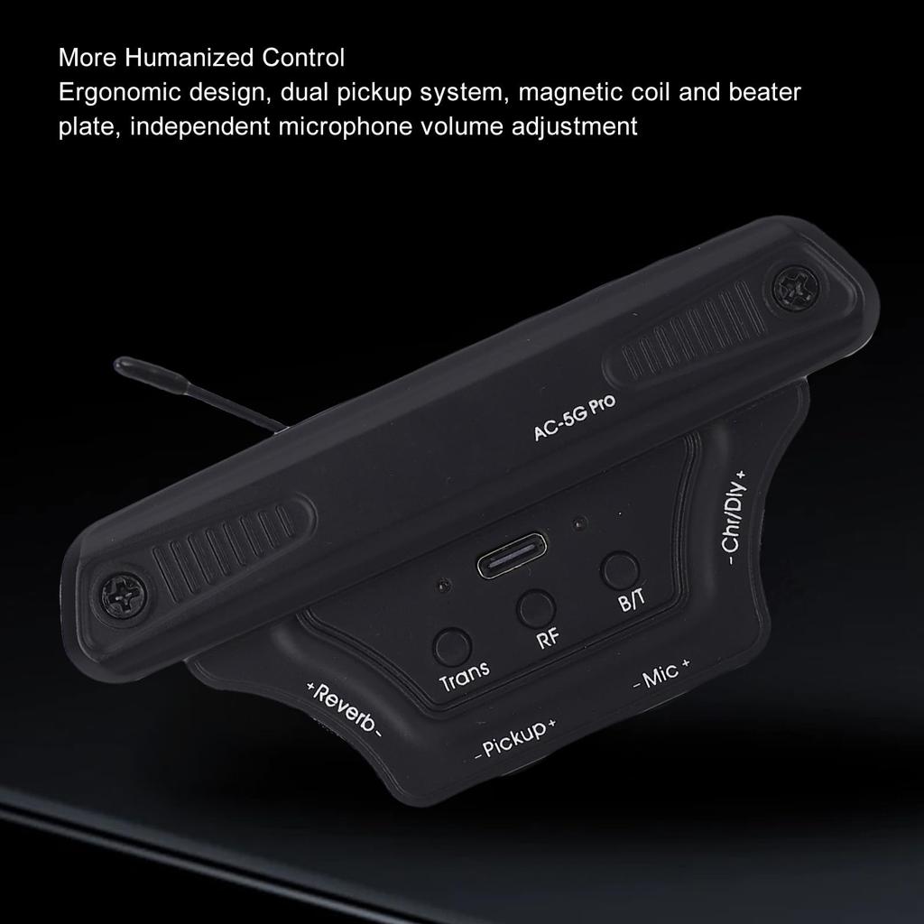 Fockety Acoustic Guitar Pickup Active Vibration Sound Hole Bluetooth Microphone Tone Volume Control Type-C Charging Port