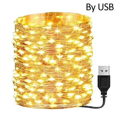 5 M 10 M Su Geçirmez USB Pil LED Işıkları Dize Bakır Tel Peri Çelenk Işık Lambası Noel Düğün Parti Tatil Aydınlatma