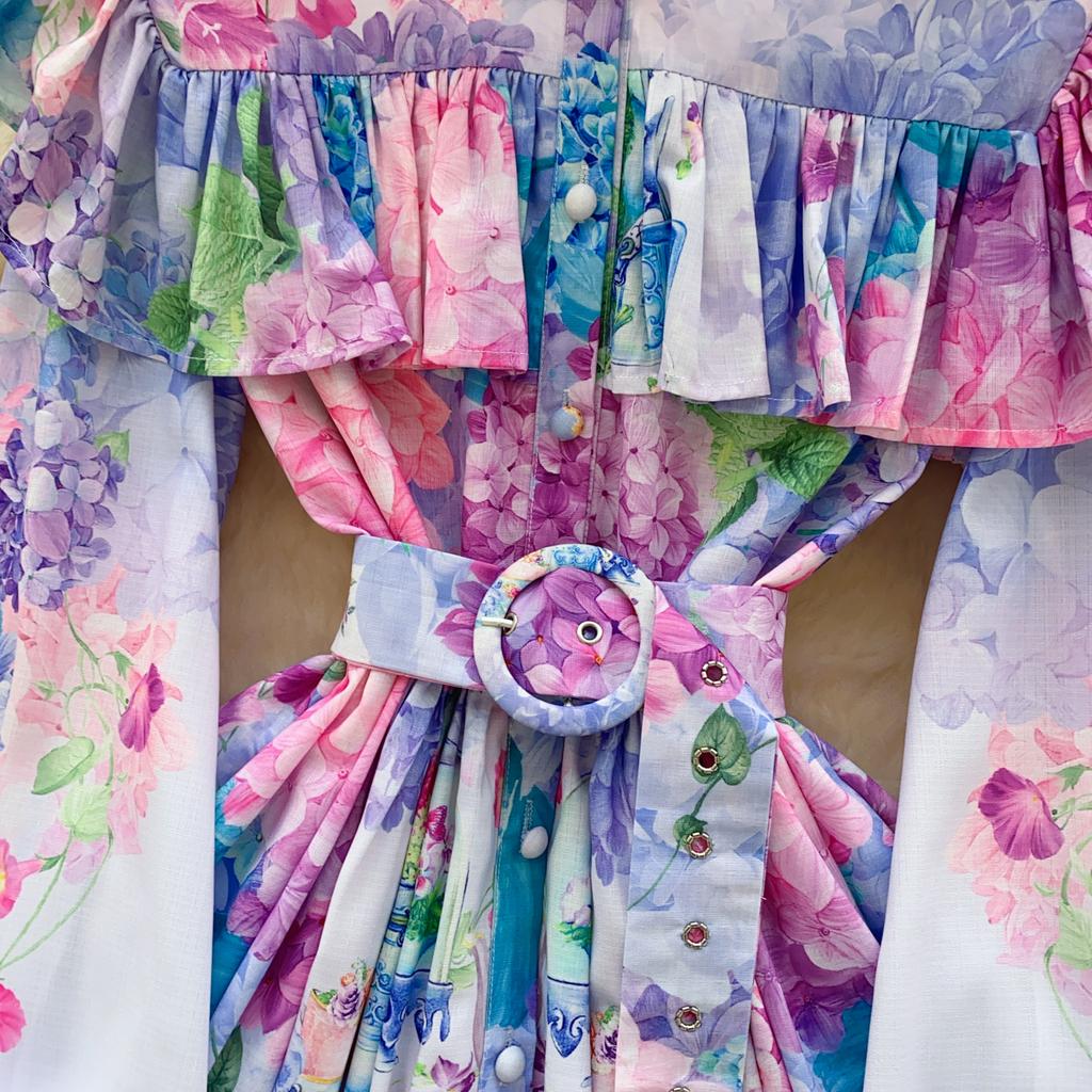 Spring Summer Women Elegant Lantern Sleeve Ruffles Mini Short Princess Party Dresses