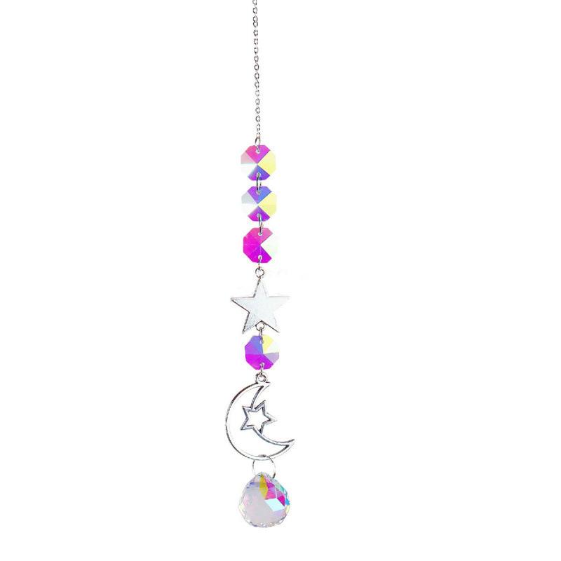 Hanging Crystal Pendant Garden Suncatcher Wind Chimes Rainbow Prism Crystal Chain for Window Drop Bell Christmas Tree Home Decor