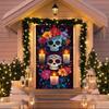 Copri Porta Giorno dei Morti Messicano Sfondo Scena Giorno dei Morti Decorazione Festa Fiore Messicano Teschio Scheletro Candela Striscione Festa