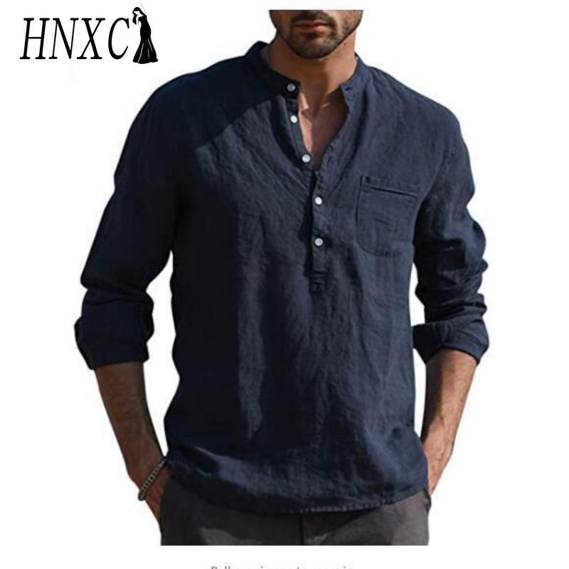 HNXC Bavlněné tričko s dlouhým rukávem Pánská móda Volné tričko S potiskem Soucitné tričko