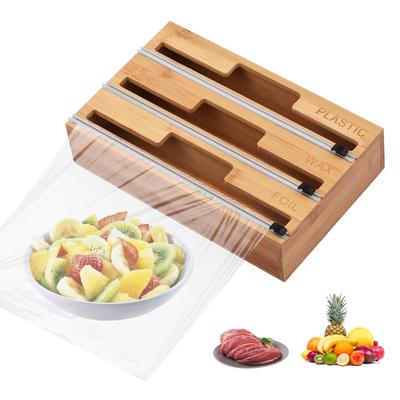 3-in-1 Wrap Dispenser with Slide Cutter Plastic Wrap Aluminum Foil Wax Paper Dispenser for Kitchen