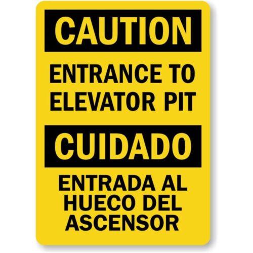Bilingual Elevator Caution Aluminum Weatherproof SignAluminum 20x30cm(7.8x11.8inch)