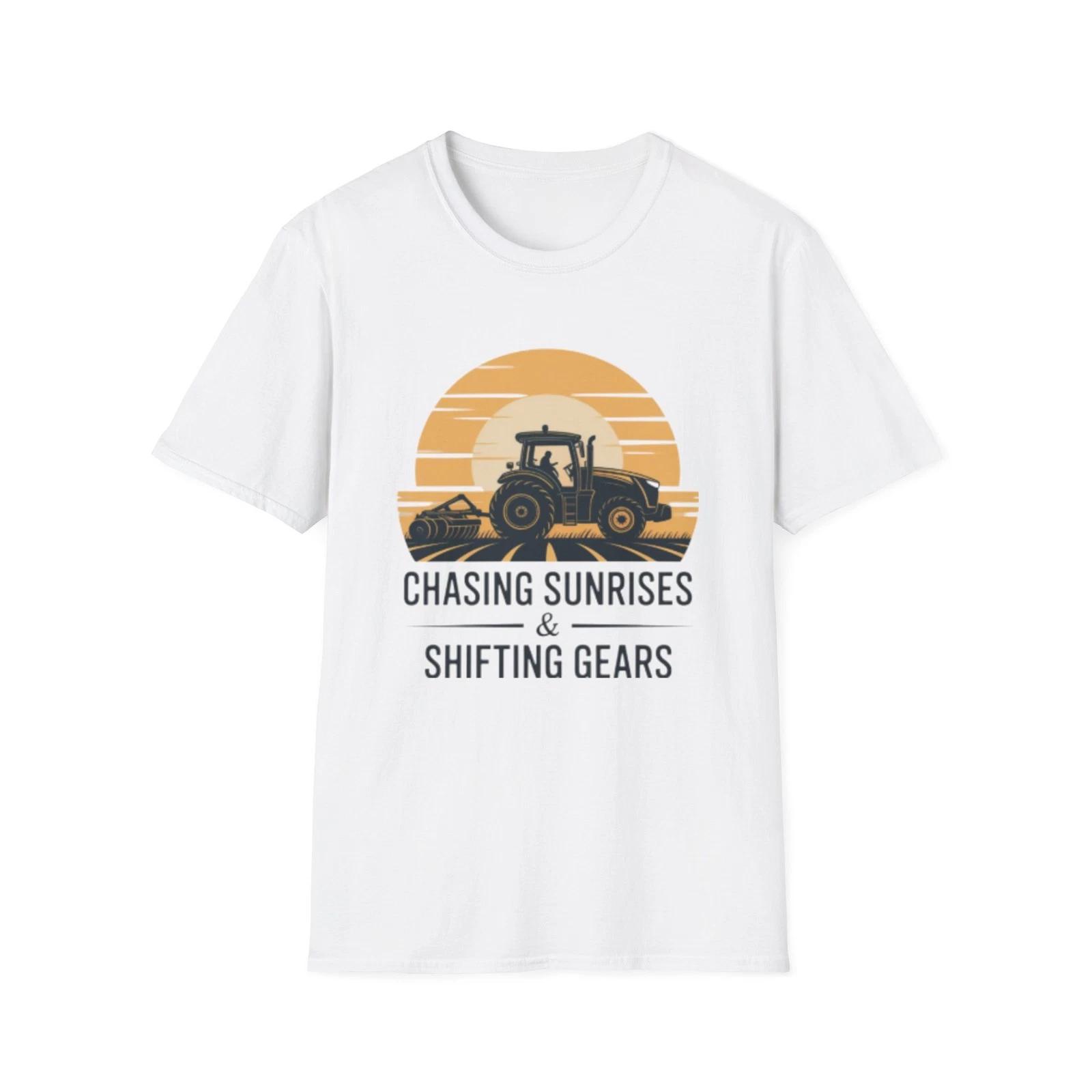 -Tractor Sunset Chasing Sunrises T-Shirt | Farm Life Tee XL