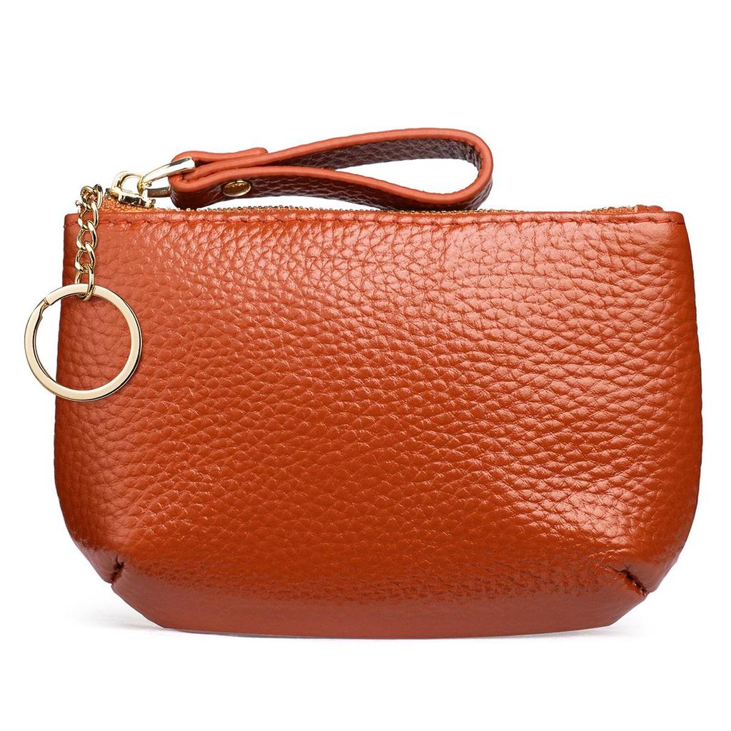 Women's Genuine Leather Coin & Key Purse - Cowhide Zipper Wallet