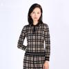 Anlom Autumn/Winter Color-blocked Plaid Long-sleeved Blouse