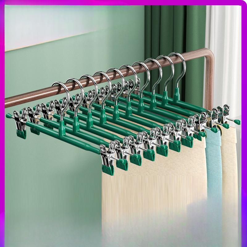 Thickened Anti-slip Trouser Rack Anti-slip and Traceless Trouser Clips Multi-functional Extendable Skirt Clip Rack with Clips