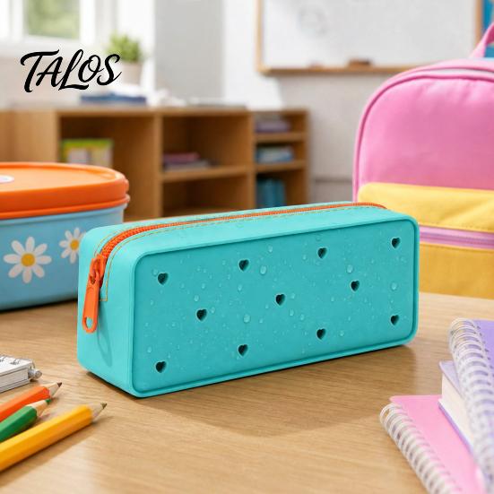 Silicone Stationery Bag Pencil Case, Cute Heart Star Shape Large Pouch, Capacity Pouch Soft Pen for Students, School Organizer Case