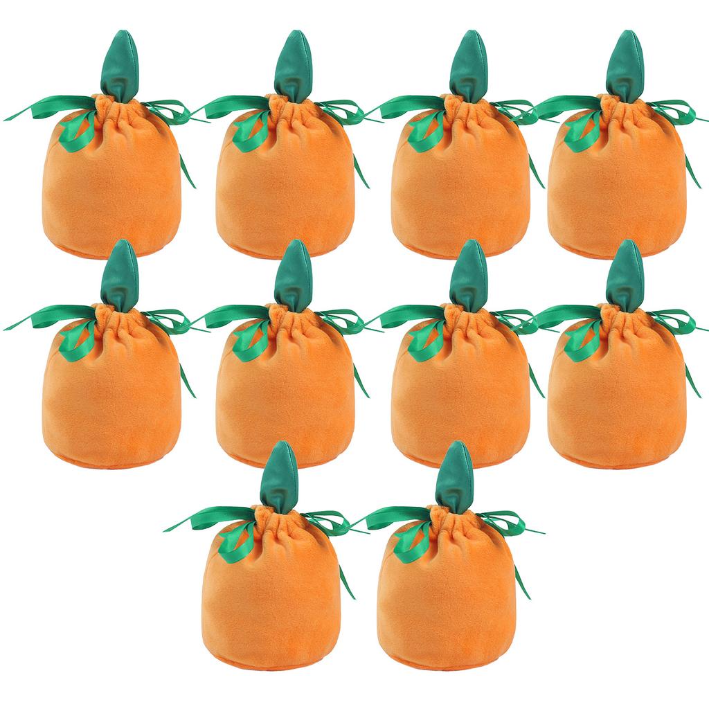 10 Pcs Pumpkin Gift Bags Little Hallowee Gift Bags With Drawstring Thanksgiving Pumpkin Candy Bags For Gift Goodies Candy Snacks