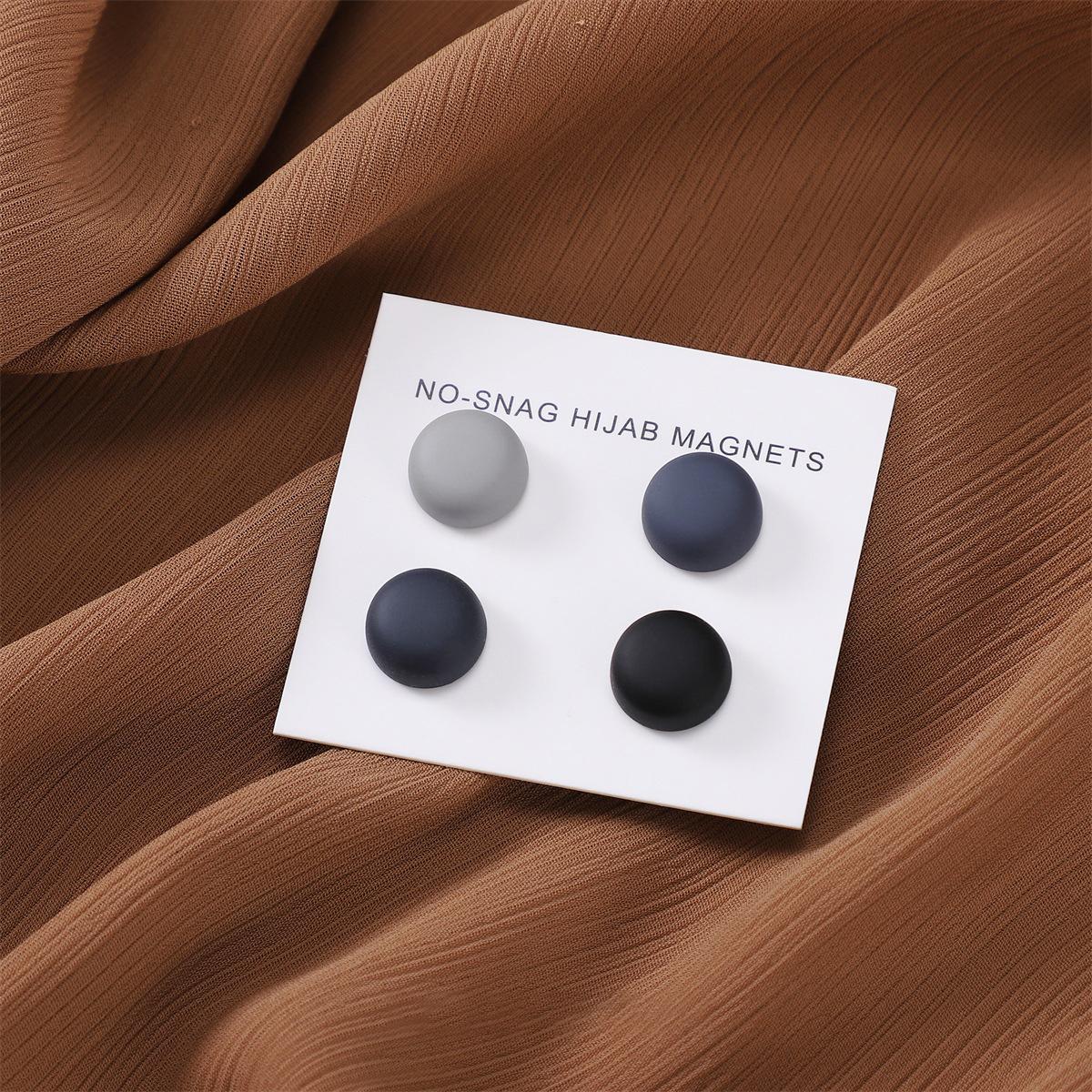 4PCS/Card Matte Magnet Hijab Pins Magnetic Brooch Headscarf Women Shawl Strong Magnetic Button Headscarf Accessories Mix Color