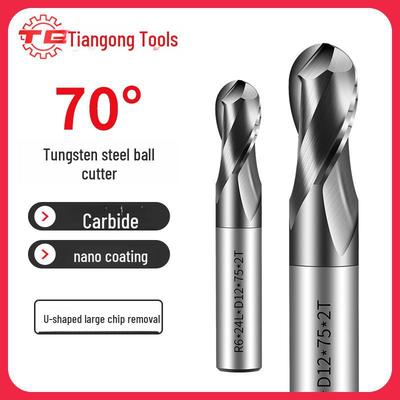 Tiangong 70° Tungsten Steel 2-Edge Ball Cutter End Mill for CNC Milling