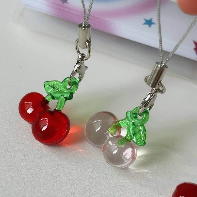 Fruit themed Mobile Attachment Beautiful Peach/Cherries Charm Lovely Fruit Cellphone Cord for Fruit Enthusiasts