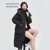 SNOWFLYING Women's Mid-Length Thick Duck Down Jacket with Detachable Hood