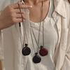 Etnisk Stil Retro Sandelträ Vinbägare Hänge Långt Halsband, Nischad Enkel Personlig Tröjkedja Accessoarer Dam