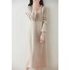Women's 100% Pure Wool Mid-Length Knit Sweater Dress - Slimming Autumn/Winter Base Layer Long Skirt