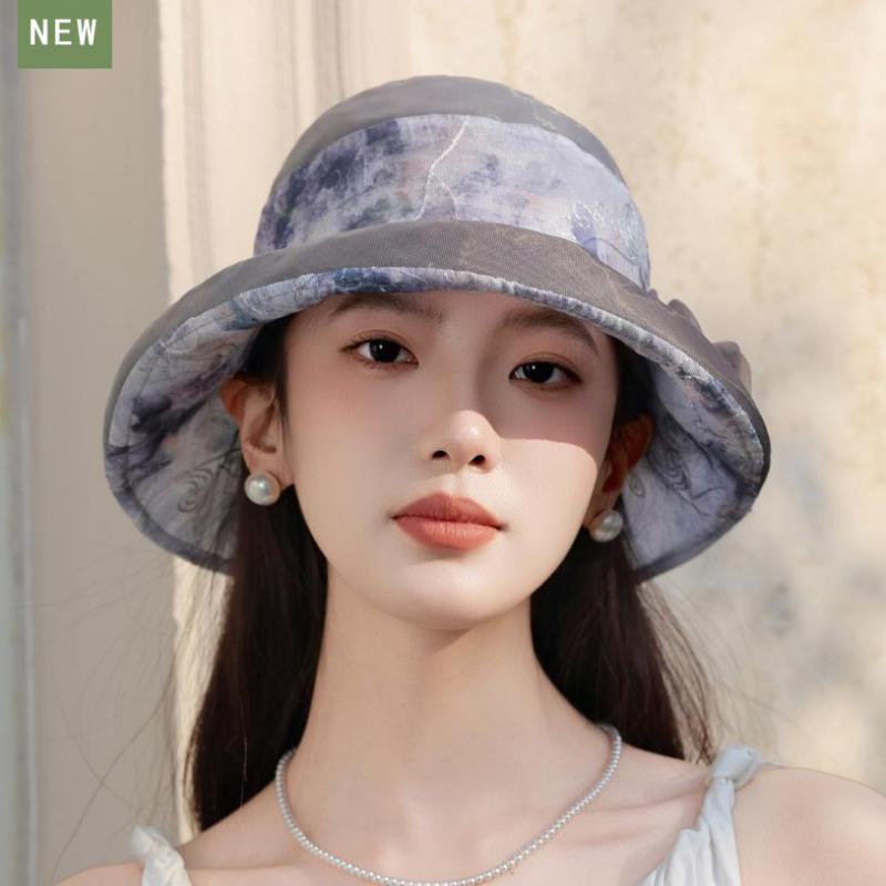 

Summer Hats For Women Bucket Hat Flower Pattern Breathable Sunscreen Sun Hat Ladies Outdoor Sunshade Sunhat New Casual Foldable 56-58CM фіолетовий