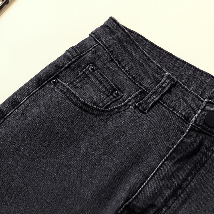 2025 High-Waisted Slimming Elastic Denim Skinny Pencil Pants with Frayed Edges – Trendy Korean Style for Spring and Autumn