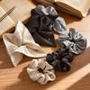 Women's Korean Striped Heart Scrunchie Scarf Hair Tie - Elegant Daily Hair Accessory