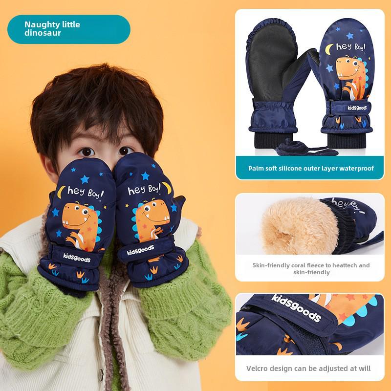 

Детские зимние водонепроницаемые горнолыжные перчатки - теплые, толстые коралловые флиса, для мальчиков и девочек DRST23 6-10 Years