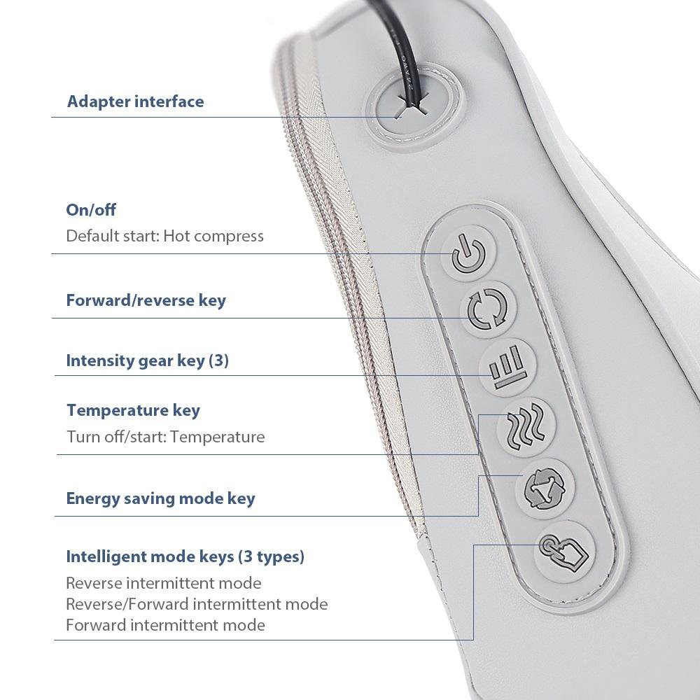 Multifunctional Neck And Back Massage Pillow 20 Heads Shiatsu Kneaded Massager Waist Body Constant Temperature Pillow Cushion