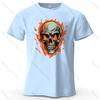 Flaming Skull Biker Fashion Printed Men's T-Shirt 100% Cotton Oversized Tattoo Art Graphic Tees for Women Tops Tees Streetwear