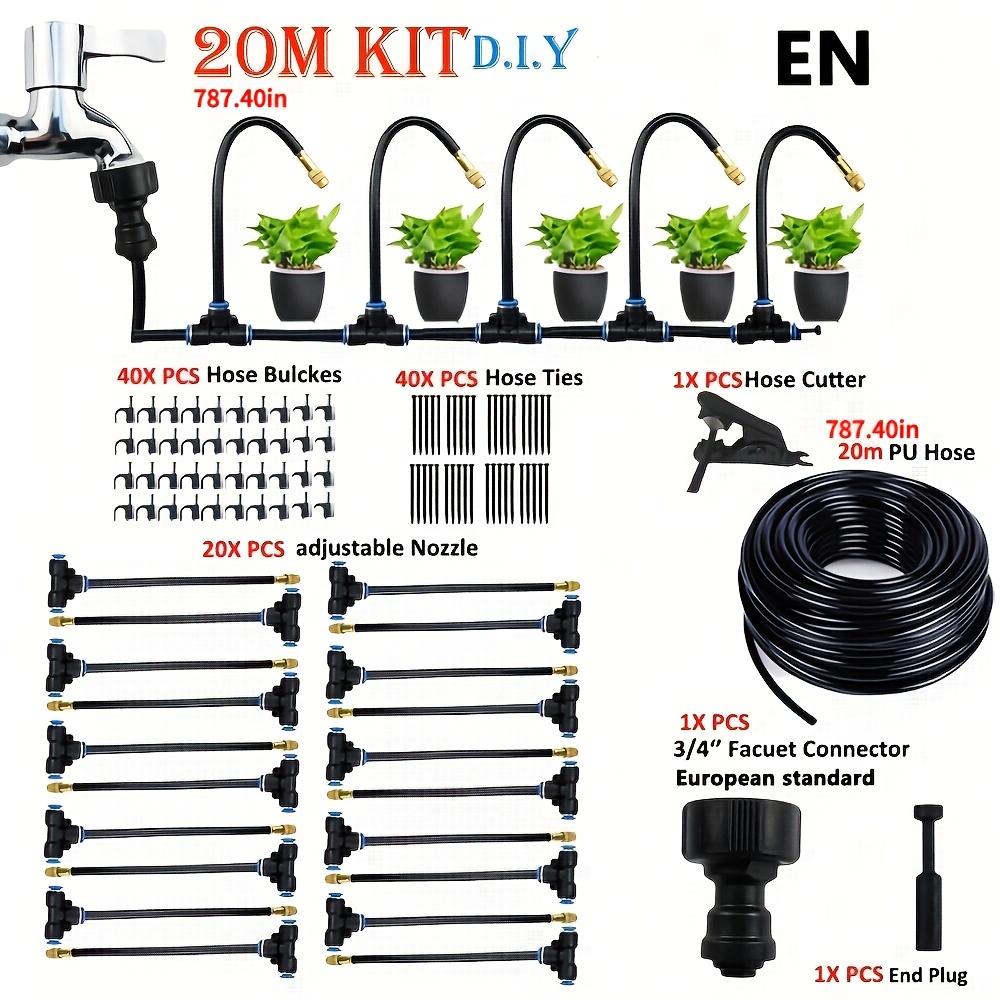 

20m Universal Micro Drip Irrigation Kit with Adjustable 7.87 Mist Nozzle - Automatic Watering System for Balcony Greenhouse Gardening
