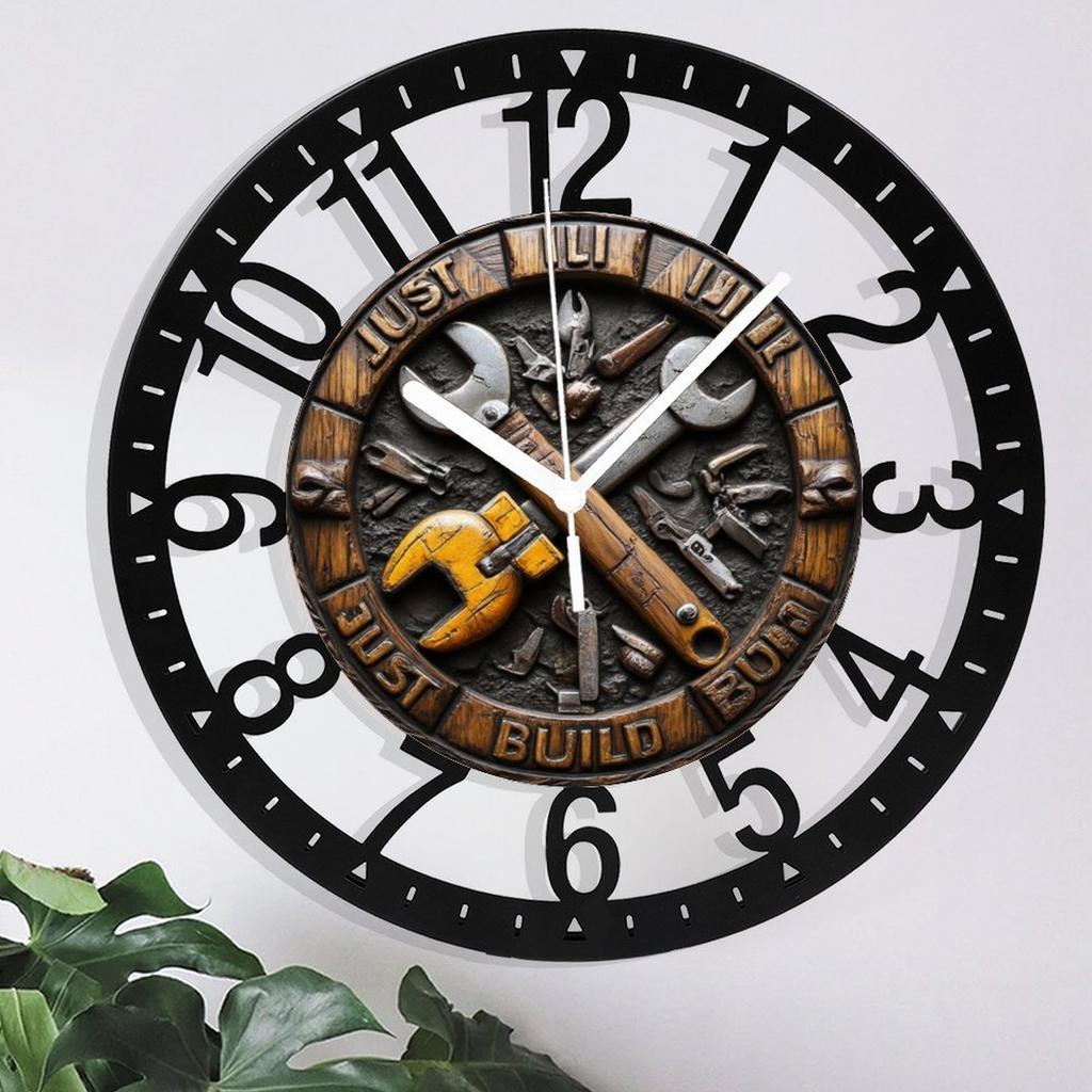 25cm Circular Iron Wall Clock with a Clear Plastic Cover To Protect the Face