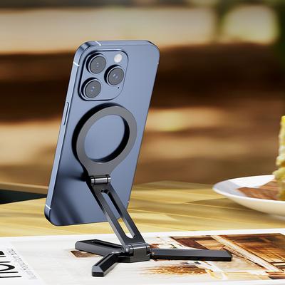 Foldable Magnetic Triangle Phone Stand, Shockproof And Stable Desktop Bracket for iPhone 13 14 15 Pro Max Xiaomi Phone Accessory