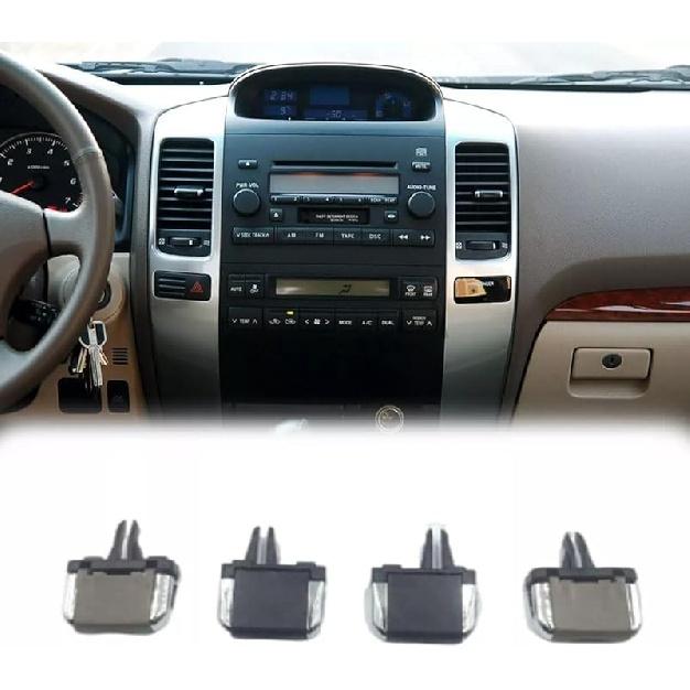 4PCS Brown Front A/C Air Vent Outlet Tab Clip for Toyota Prado LC120 2003 2004 2005 2006 2007 2008 2009 (Black)