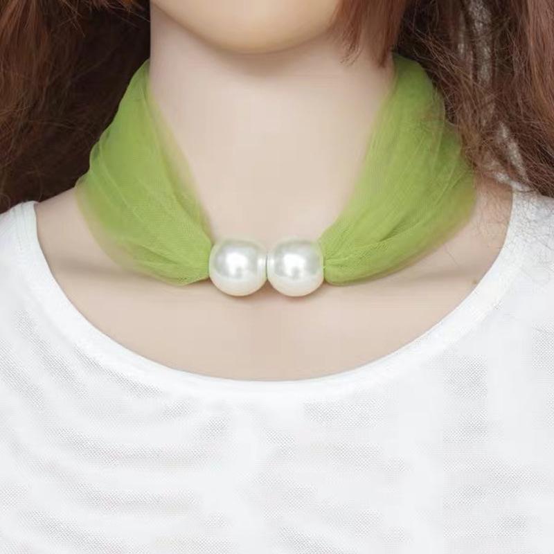 Elegante Netzspitze Perlendekoration Niedlicher Schal Halskette Hochzeit Abschlussball Schmuck Für Frauen Kurzer Halsbedeckung Bekleidungszubehör