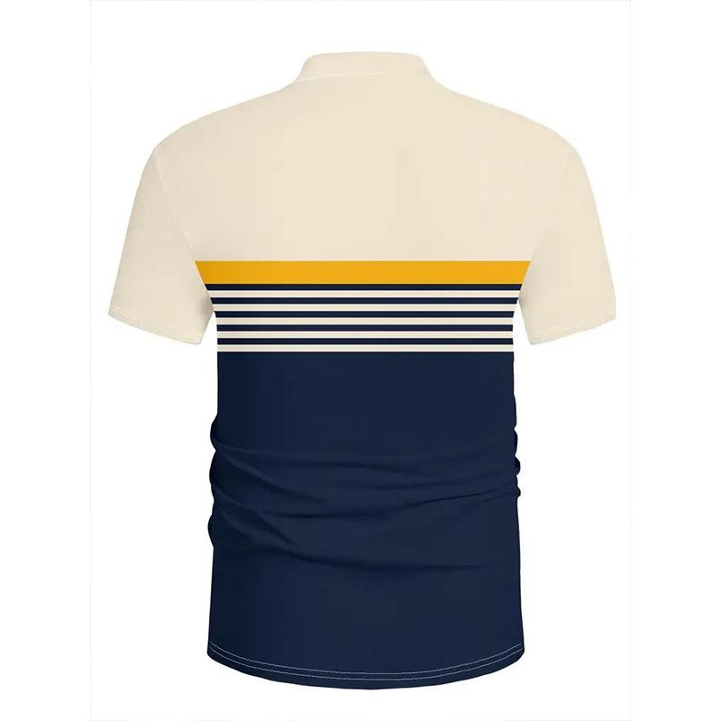 Men's Summer New Short-sleeved Polo Shirt 3D Digital Printing Lapel Casual Outdoor Polo Shirt