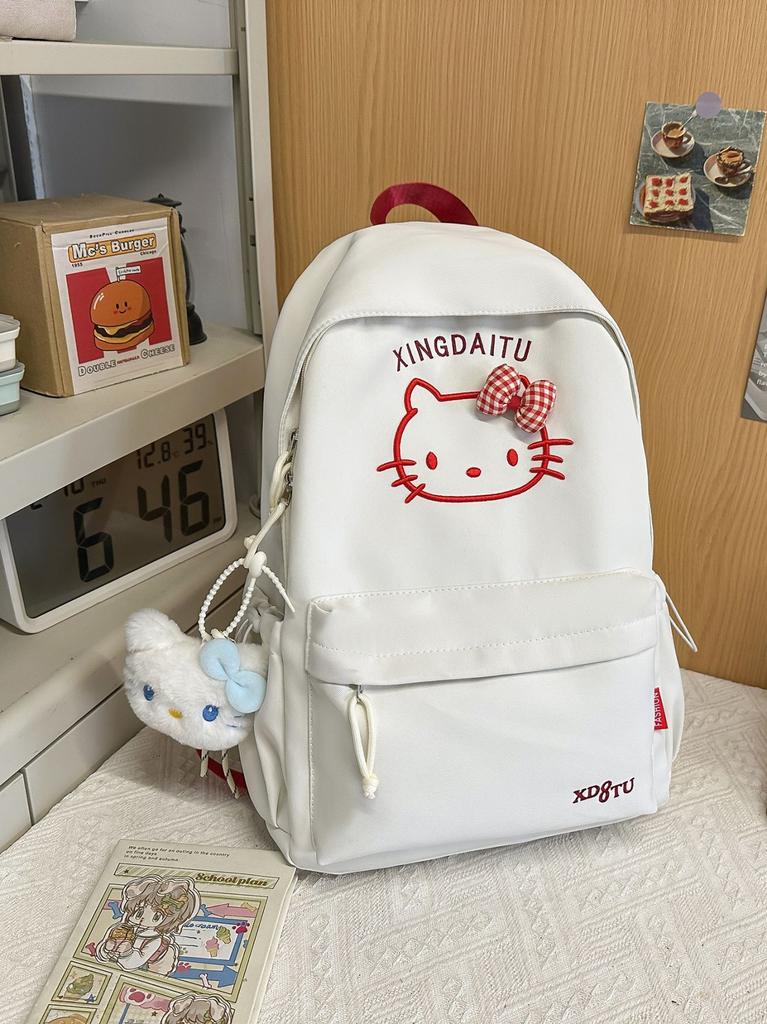 Schoolbag new hellokitty contrasting color backpack nylon wear-resistant lightweight backpack junior high school student schoolbag