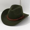 Western Cowboy Hat Men's and Women's Felt Top Hat Metal Rivet Leather Square Buckle Belt Hat Party Jazz Hat