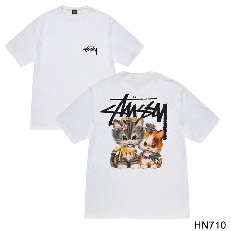 Stussy 2025 Sommer Neues Hochwertiges Rundhals-T-Shirt aus Baumwolle für Männer und Frauen Klassisches Logo mit neuem Musterdruck Paar-T-Shirt