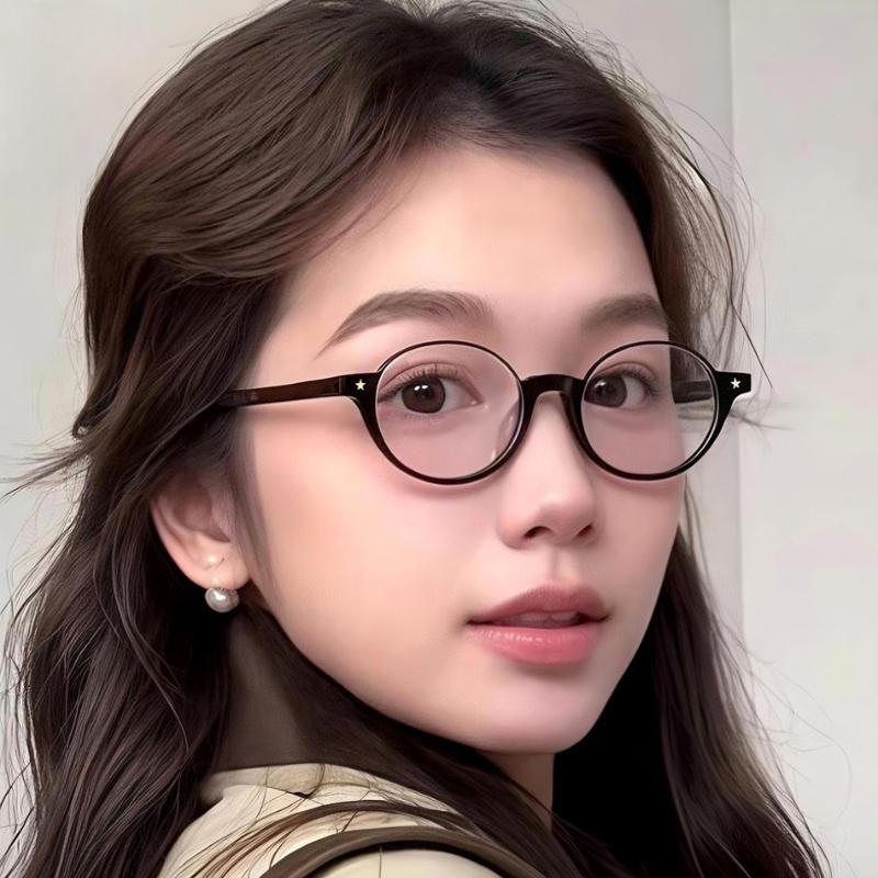 Women's Advanced British-style Oval Half Frame Myopia Glasses Exquisite Magnificent Blue Light Blocking Eyeglasses 0 To -4.0