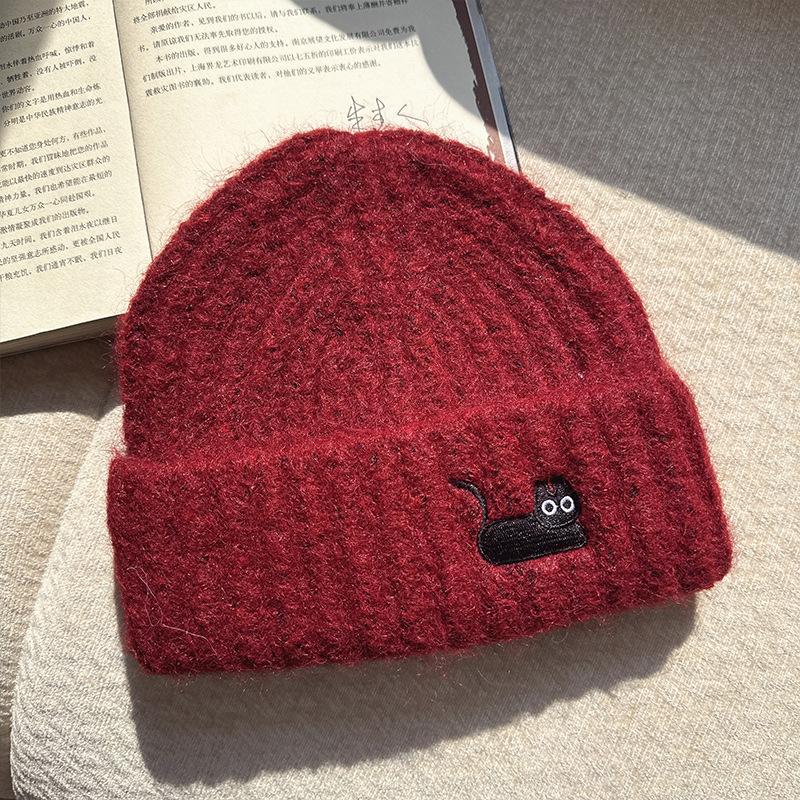 Autumn and winter thickened warm ear protection versatile big head circumference knitted cold hat girl
