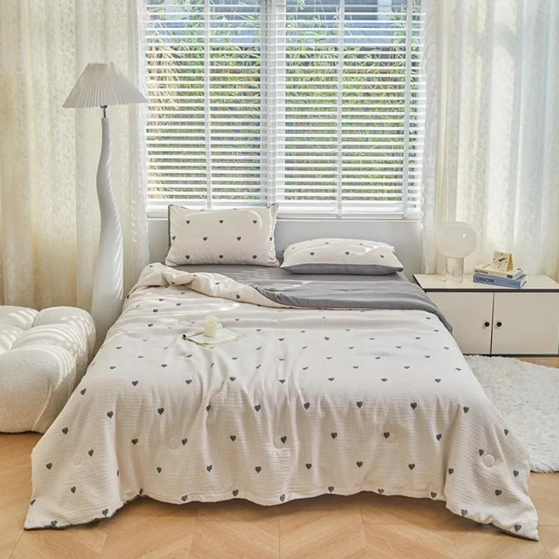 2025 new color zhu cotton summer cool quilt air conditioner quilt four-piece set of small fresh student dormitory thin quilt 150x200cm 1pcs