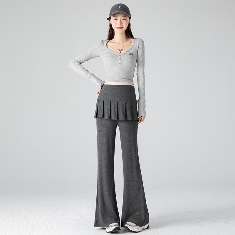 2026 Maternity Spring/Summer Pleated Skirt & Pants Combo - Casual Micro Flare XL
