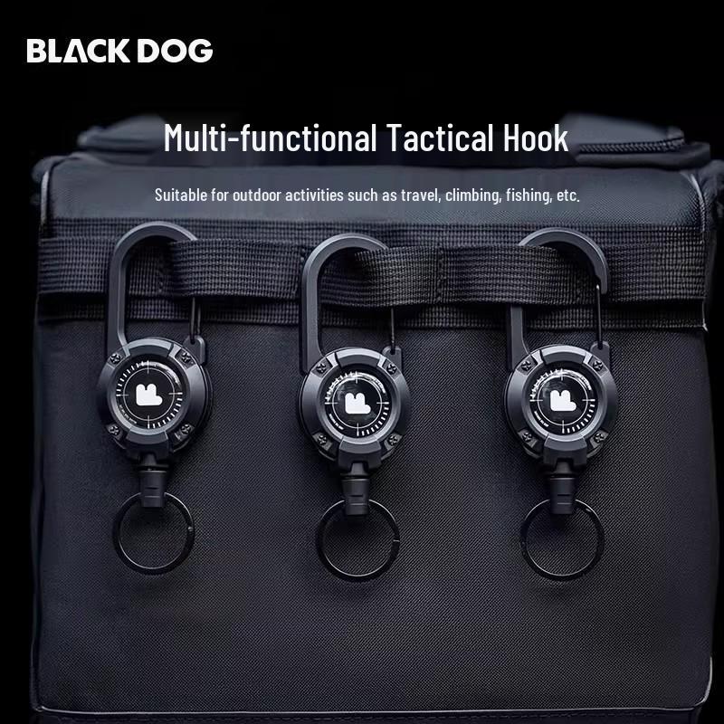 BLACKDOG Tactical Multi-Functional Telescopic Keychain Lanyard with Pull-Release Buckle - Anti-Lost Camping Accessory