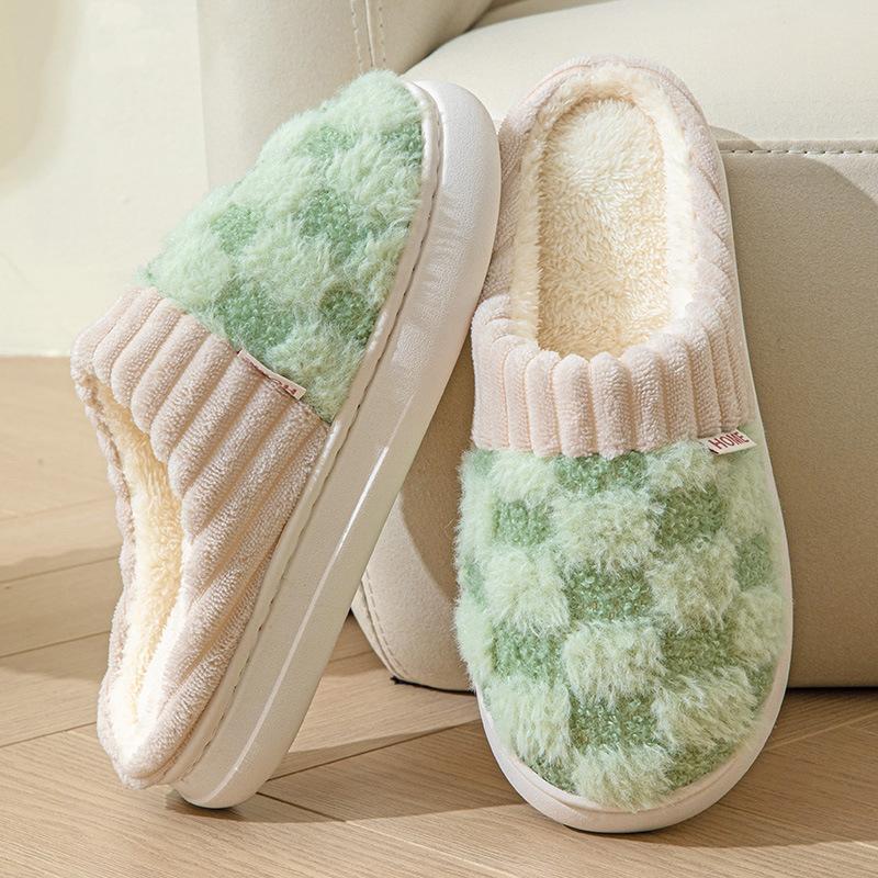 2025 new plush cotton slippers winter home indoor warm shoes non-slip thick-soled cotton slippers