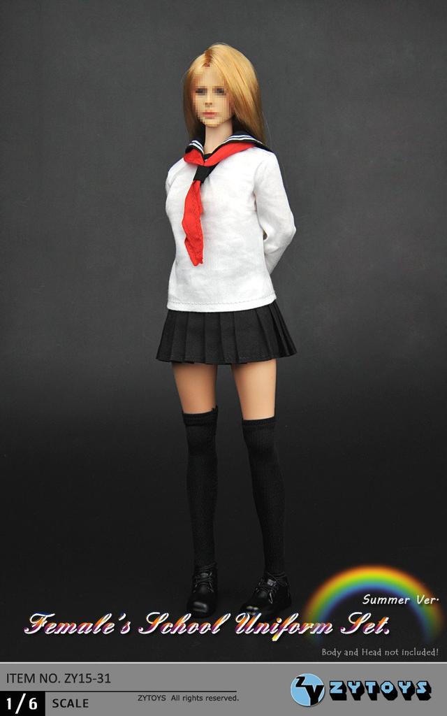 [TOYBARJAPAN] 1/6 Scale Figure Accessories/ZYTOYS ZY15-31 Female Student Summer Sailor Uniform, Stockings, and Shoes Set (Body and Head Not Included)