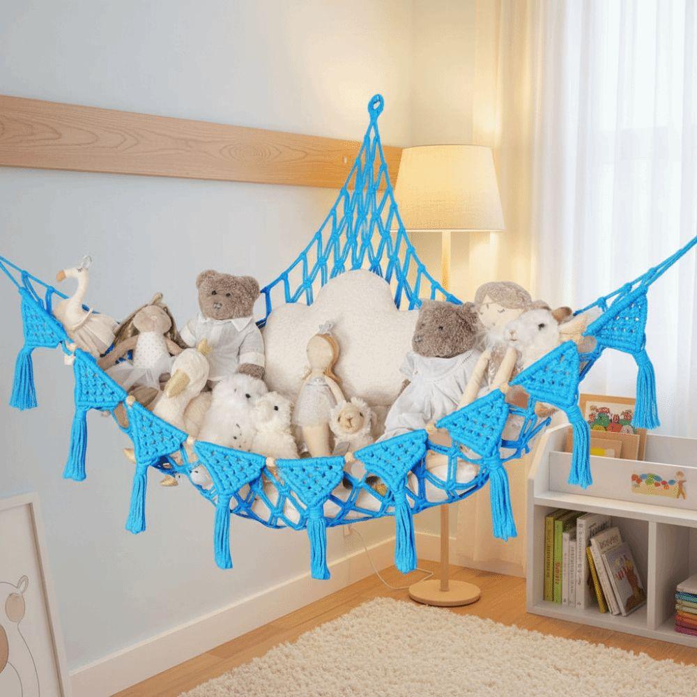 Jumbo Stuffed Animal Hammock Giant Capacity Woven Toy Hammock Storage Net Space-Saving Macrame Organizer Plush Holder Home Decor