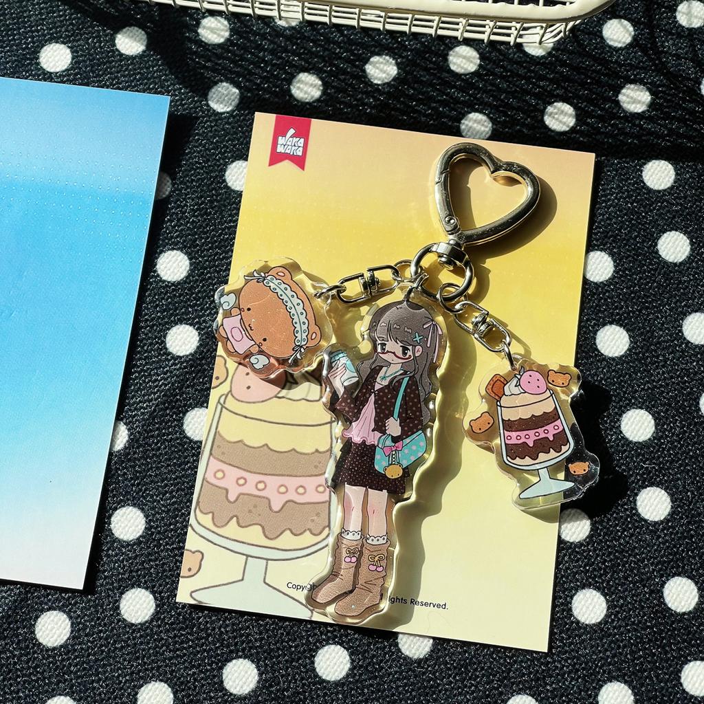 Acryl Handy-Anhänger Niedliche Mädchen Tasche Dekorativem Schlüsselanhänger Charakter Aufkleber Buch-Anhänger Handy-Lanyard Schlüsselanhänger Schlüsselanhänger