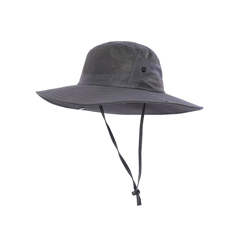 Quick Drying Summer Men'S Bucket Hat Outdoor Uv Protection Wide Border Panama Safari Hunting Hiking Hat Mesh Fisherman'S Hat