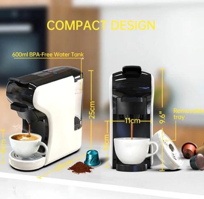 PSH1A-BK Capsule Coffee Machine-19Bar 1450W 70ml 4-in-1 Capsule Adapter (Nes, DG, ES, K-Cu) with Touch Sensor