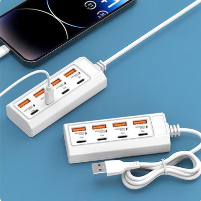 8 Port USB Charger Type C USB Wall Charger Adapter Multiports Fast Charging Travel Socket Phone USB Plug Adapter
