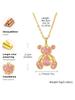 Delicate Cute Pink Zircon Bear Pendant Necklace for Women Girl, Stylish Animal Necklace, Exquisite Luxury Jewelry Accessories