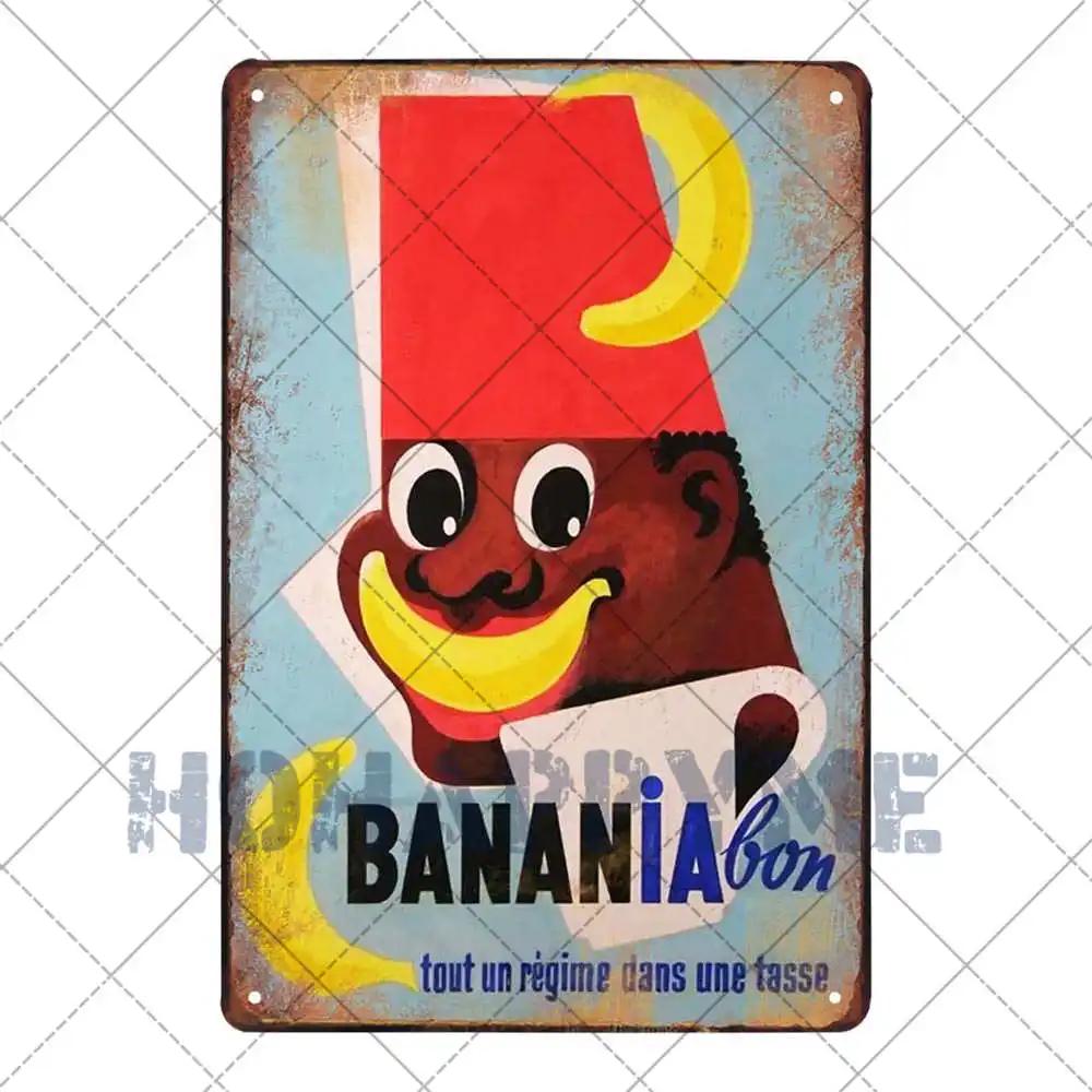 

FOOD Metal Wall Art Signs BANANIA Hot Drink Tin Painting Poster Decoration Bar Pub Club Cafe Plaque Home Decor Plates 20x30cm 30x20cm